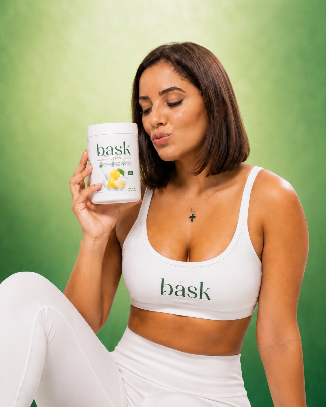 Modelo com Bask, rotina de bem-estar